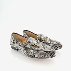 Sam Edelman Loraine Bit Loafer Shoe Grey Sequin Tweed Girls Size 4 Slip On